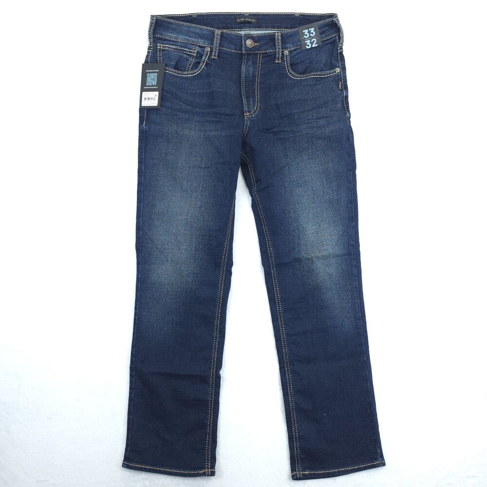 Silver Jeans Grayson Mens 33x32 Straight Blue Denim Classic Fit NWT MSRP $104